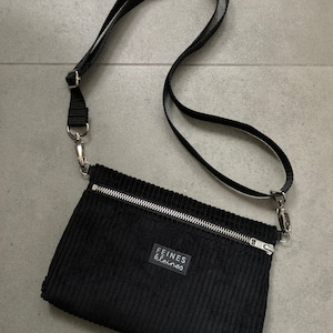 Multi way bag black cord with silver zipper/belly bag and shoulder bag image 2