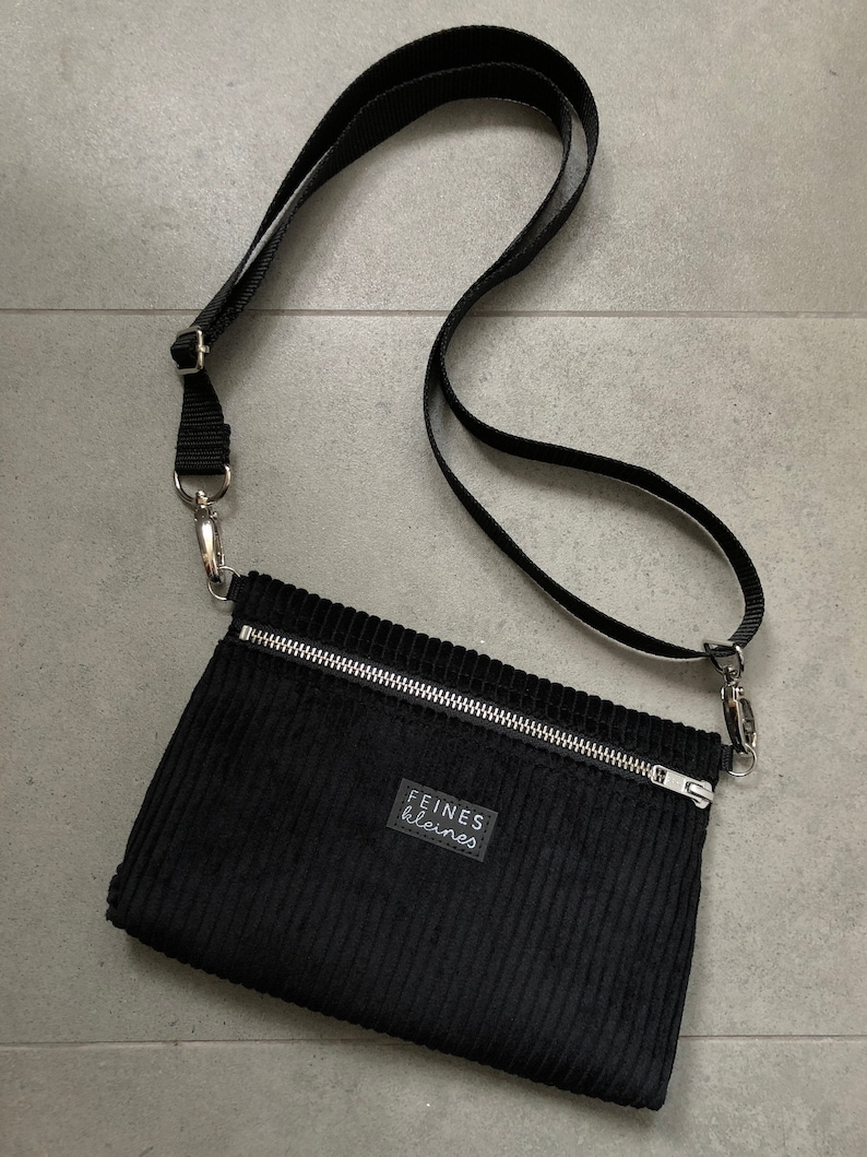 Multi way bag black cord with silver zipper/belly bag and shoulder bag image 2