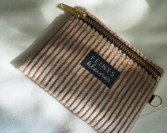 Mini bag made of corduroy / beige / wallet, case