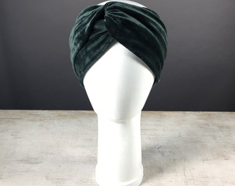 Stirnband, Knotenstirnband, Turban Stirnband, Haarband aus Samt / Waldgrün / Tannengrün / Dunkelgrün / Grün