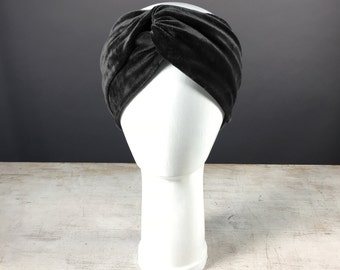 Stirnband, Knotenstirnband, Turban Stirnband, Haarband aus Samt / Schwarz