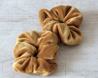 Velvet scrunchie, velvet ponytail holder, velvet hair tie, mustard yellow / ochre