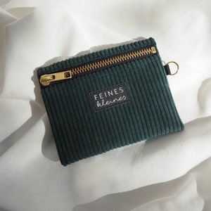 Mini Täschchen aus Cord / Waldgrün / Portemonnaie, Etui