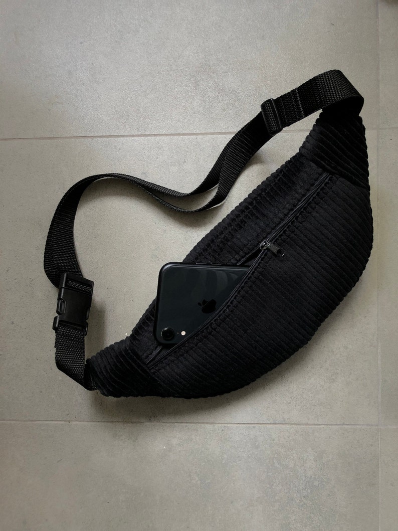 Bumbag black made of corduroy / bum bag, belt bag, fanny pack image 6