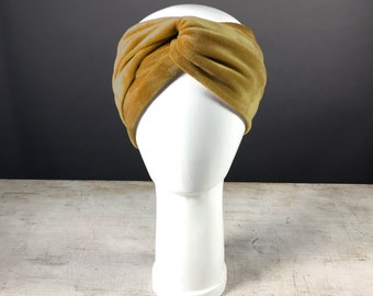 Headband, knot headband, turban headband, velvet hairband / mustard yellow / ochre