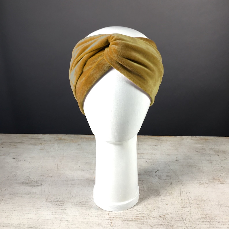 Headband, knot headband, turban headband, hairband made of velvet / mustard yellow / ocher image 1