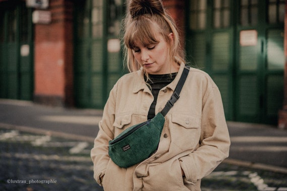 Corduroy Bumbag / Forest Green Dark Green / Bum Bag Belt 