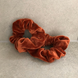 Velvet scrunchie, velvet elastic, velvet/rust hair tie, orange