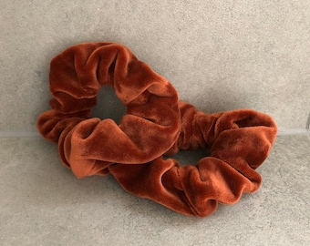 Velvet scrunchie, velvet elastic, velvet/rust hair tie, orange