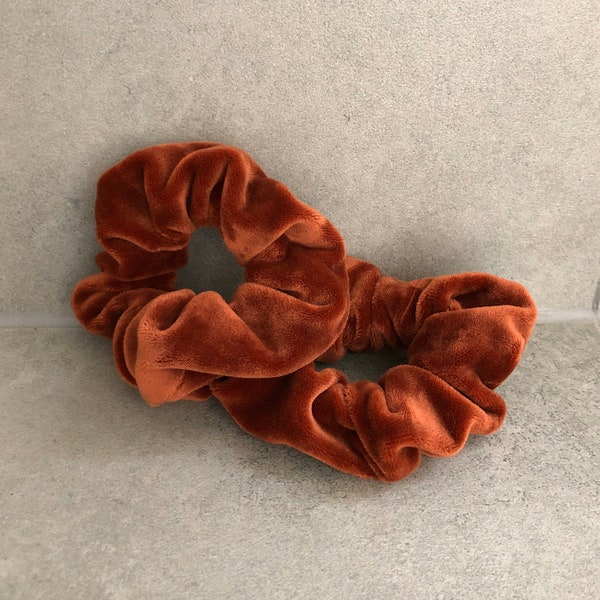 Scrunchie aus Samt, Zopfgummi aus Samt, Haargummi aus Samt / Rost, Orange