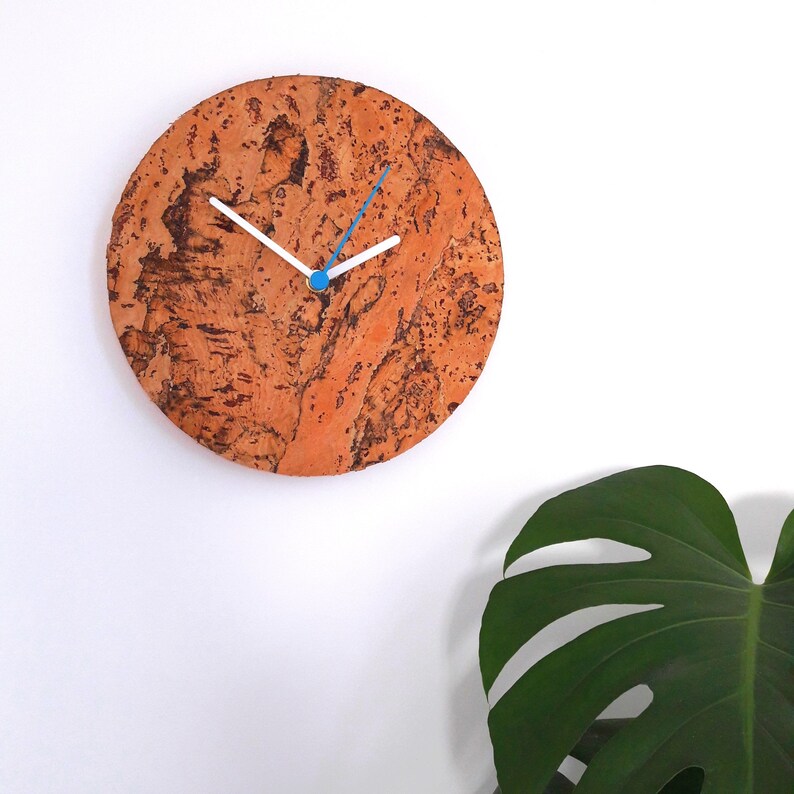 Cork Wall Clock Minimalist Clock Cork Housewarming Gift Etsy