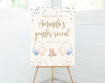 TGRBS01 8x10 Help the Busy Mom to Be Instant Download Blue and Pink Teddy Bear Addressee Sign Please Make Yourself the Addressee Sign