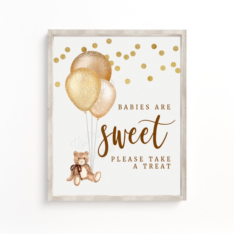 Instant Download Teddy Bear Baby Shower Take A Treat Sign 8x10 Babies are Sweet Please take a Treat Sign TBBS01 Bear Baby Shower Sign