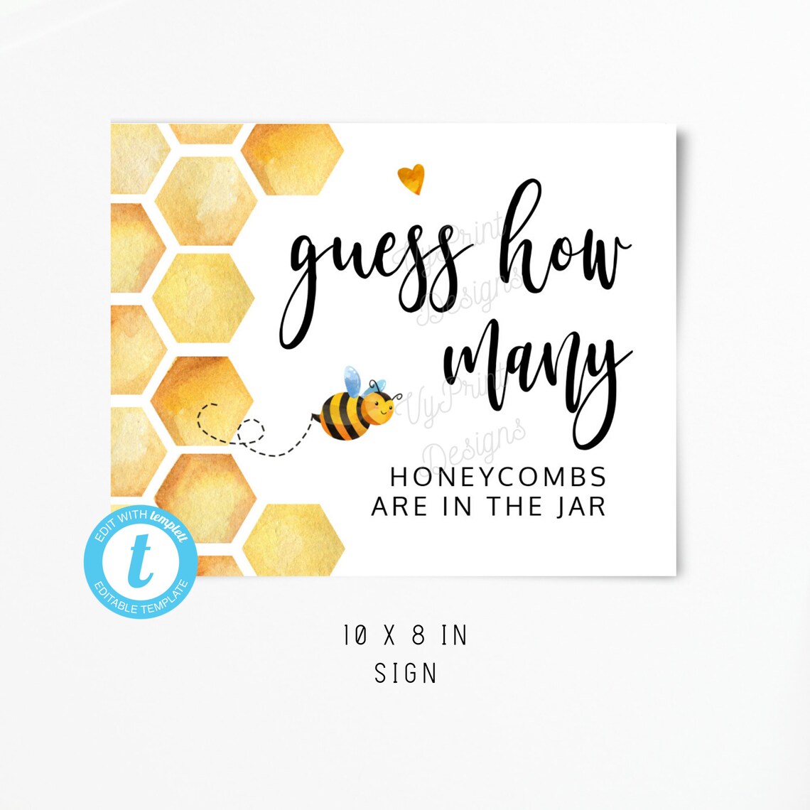 Editable Bumble Bee Guess How Many Honeycombs Game Instant | Etsy