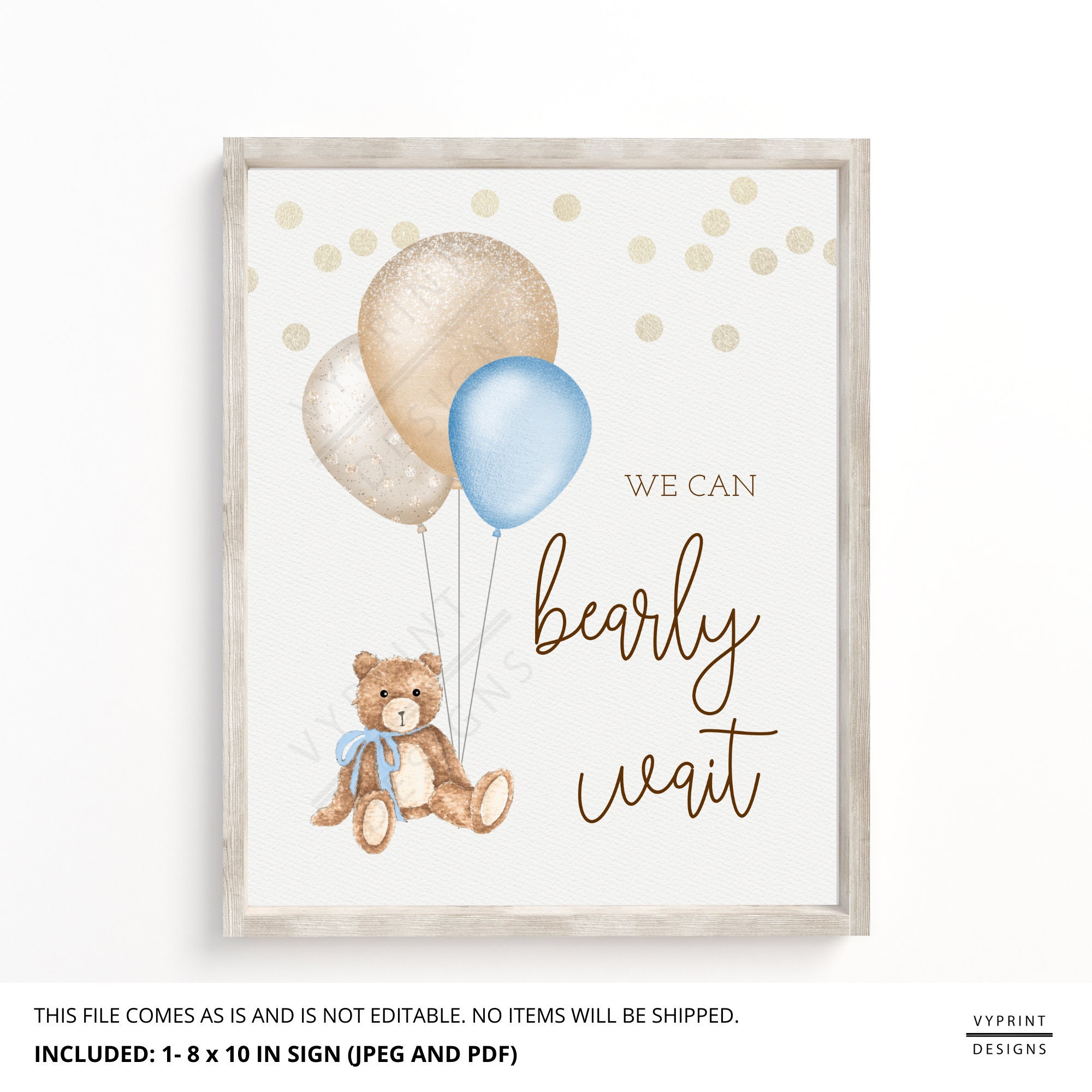 Instant Download Teddy Bear Baby Shower We Can Bearly Wait Etsy UK