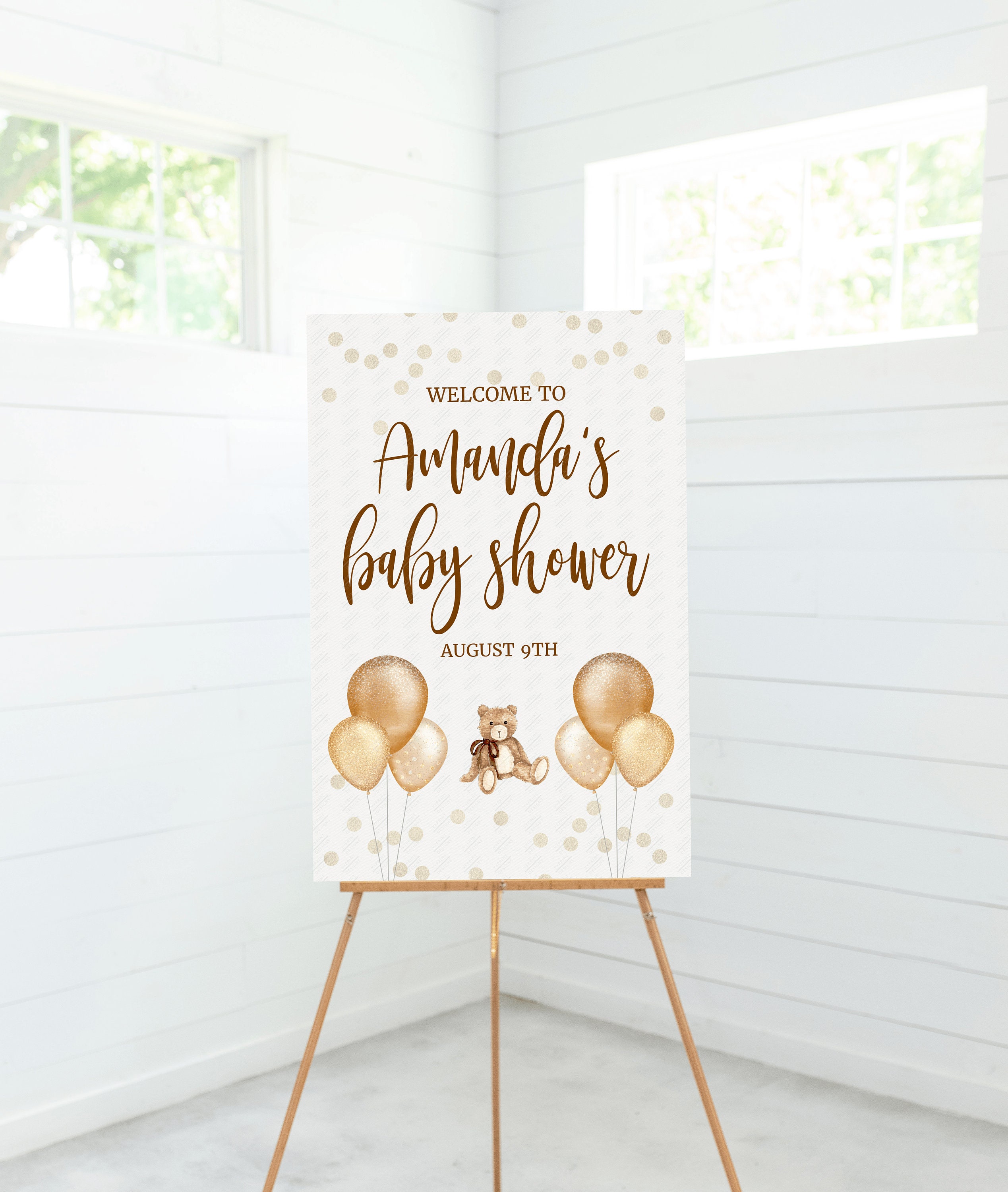 Printable Baby Shower Party Sign Editable Teddy Bear Baby Shower Sign Bear Themed Baby