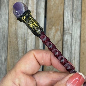 Mystic Crystal Magic Wand, Cosplay Wand with Wooden/Brass Handle and Amethyst crystal, Magician Wand, Wizard and Witchcraft supplies