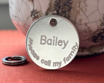 Personalized  Pet ID Tag - Name tag for cat or dog - Deep Engraved Double Sided & Engraving Will Last Dog ID Tag Round Shape