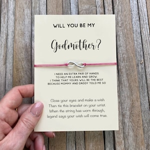 Will you be my GODMOTHER GODFATHER Wish Bracelet Gift Christening Baptism Gift, Godmother Proposal, Godparents Gift, Godmother Card image 2