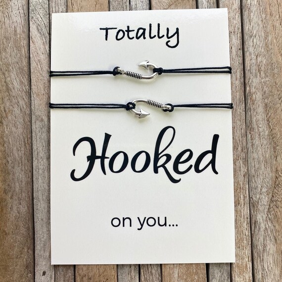 Hooked on You Matching Wish Bracelets Set of 2 Valentines Day Gift Couples Bracelets Fish Hook Bracelet Boyfriend Gift Anniversary Gift Etsy Australia