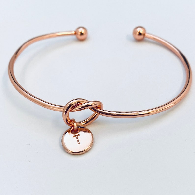 Knot Bracelet Cuff Bangle Initial Bracelet Bridesmaid Gift Etsy