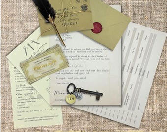 Personalized Printed Wizard School Acceptance Letter, School of Witchcraft and Wizardry, Wax Sealed Parchment letter for wizard student