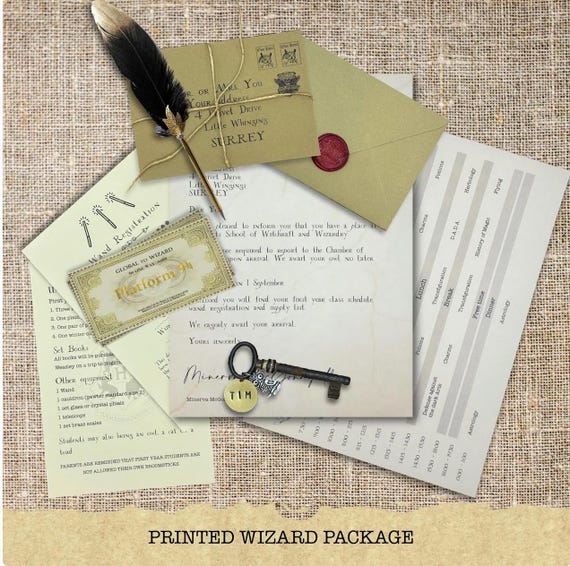 Personalized Printed Wizard School Acceptance Letter, School of Witchcraft and Wizardry, Wax Sealed Parchment letter for wizard student