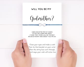 Will you be my GODMOTHER GODFATHER Wish Bracelet Gift Christening Baptism Gift, Godmother Proposal, Godparents Gift, Godmother Card