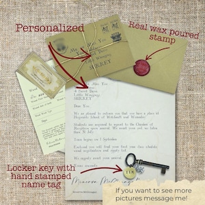 Personalized Printed Wizard School Acceptance Letter, School of Witchcraft and Wizardry, Wax Sealed Parchment letter for wizard student image 8