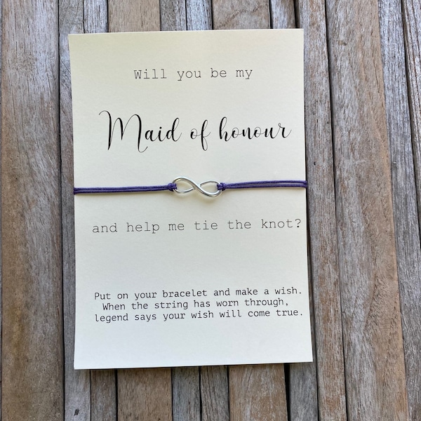 Will you be my Maid of Honour, Bridal Party Gifts, Maid of honour box idea, Infinity bracelet, Bridal party gift, Maid of honour proposal