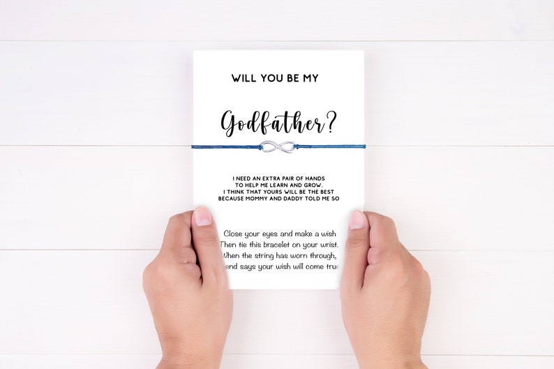 Will you be my GODMOTHER GODFATHER Wish Bracelet Gift Christening Baptism Gift, Godmother Proposal, Godparents Gift, Godmother Card image 6