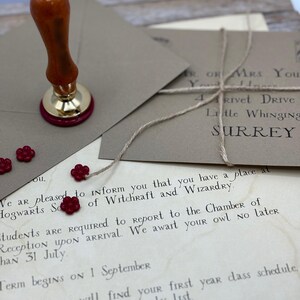 Personalized Printed Wizard School Acceptance Letter, School of Witchcraft and Wizardry, Wax Sealed Parchment letter for wizard student image 5