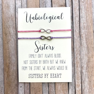 Unbiological Sisters Matching Wish Bracelets Set of 2, Friendship Bracelets, Gift for Best Friends, Soul Sisters Gift, Best Friends Gift