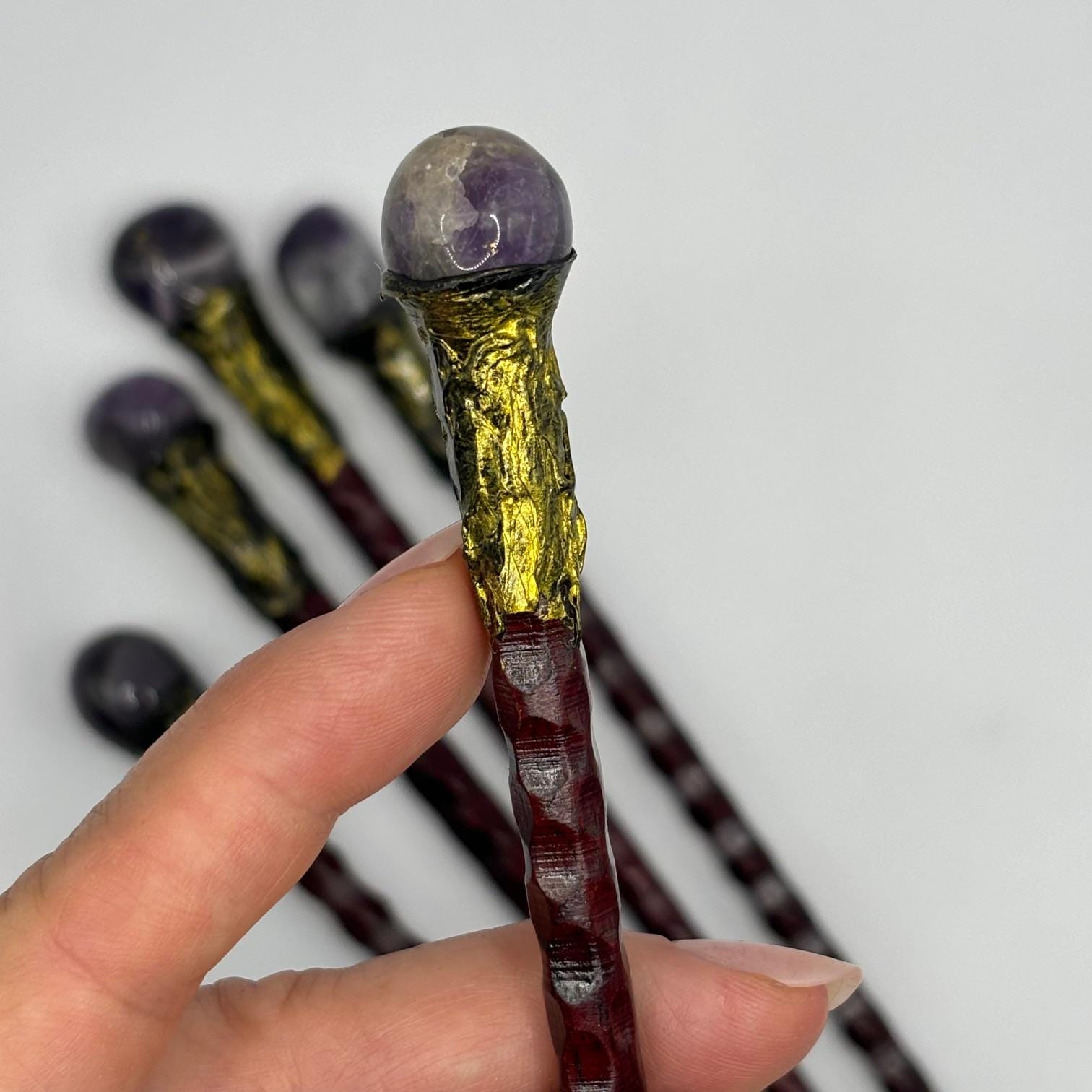 Magic Wand with Amethyst Cristal Gemstone in giftbag, Purple Witch
