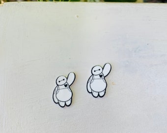 White Robot Earrings/Handmade to Order/Stud Earrings/Nickel Free/Hypoallergenic