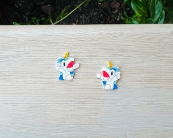 Unicorse Earrings: Bluey Inspired, Handmade Acrylic Nickel Free Studs Hypoallergenic