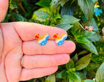 Beach Mouse Earrings: Disney Cruise, The Little Mermaid, Handmade, Nickel Free Studs