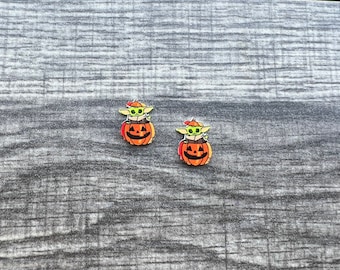 Halloween Baby Green Alien Earrings/Handmade to Order/Stud Earrings/Nickel Free/Hypoallergenic