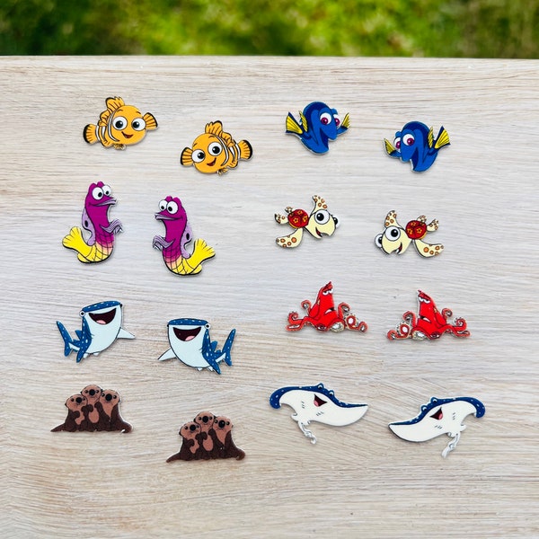 Ocean of Magic Character Earrings/Finding Dory Earrings/Finding Nemo/Pixar/Handmade to Order/Stud Earrings/Nickel Free/Hypoallergenic