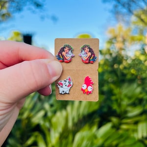 Polynesian Wayfinder Earrings: Hei Hei, Pua, Handmade Nickel Free Stud Earring