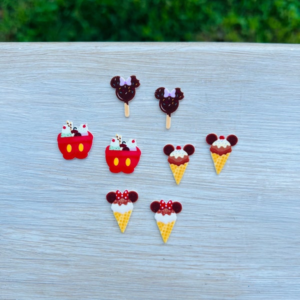 We All Scream for Mouse Ice Cream Earring Collection/Mouse Ice Cream Pop Earrings/Mickey Premium/Stud Earrings/Nickel Free/Hypoallergenic
