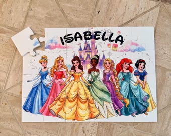 Personalized Disney Princess Acrylic Puzzle, Custom Name Jigsaw, Children's Keepsakes, Birthday Gift