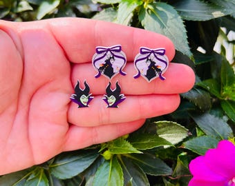 Classic Maleficent Earrings/Disney Villains/Sleeping Beauty/Handmade to Order/Stud Earrings/Nickel Free/Hypoallergenic