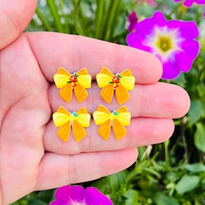 Bow Meets Bird Earrings/Classic Orange Bird/Magic Kingdom/Handmade to Order/Stud Earrings/Nickel Free/Hypoallergenic