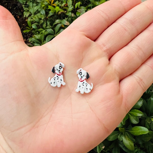 Patch From 101 Dalmatian Earrings/Disney Dogs/Handmade/Stud Earrings/Nickel Free/Hypoallergenic