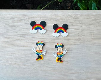 Rainbow Mouse Earrings: EPCOT Festival of the Arts, Handmade Nickel Free Studs