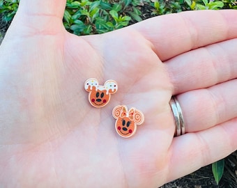 Ice Gingerbread Cookie Mouse Earrings/Christmas/Handmade to Order/Stud Earrings/Nickel Free/Hypoallergenic