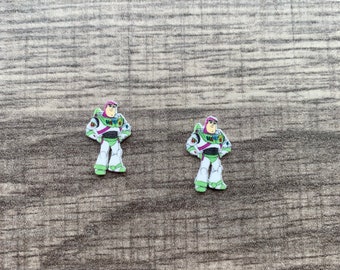 Buzz Lightyear Earrings: Toy Story Jewelry, Pixar, Handmade Acrylic Nickel Free Studs, Hypoallergenic