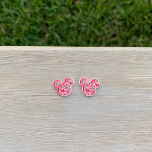 Lilly Meets Mouse/Pink Rose/Earrings/Handmade to Order/Stud Earrings/Nickel Free/Hypoallergenic