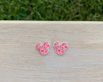 Lilly Meets Mouse/Pink Rose/Earrings/Handmade to Order/Stud Earrings/Nickel Free/Hypoallergenic